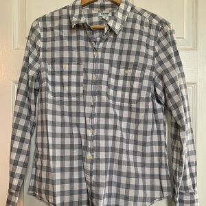 Plaid button up, size large, black and white